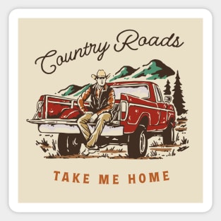 Country Roads Western Sticker